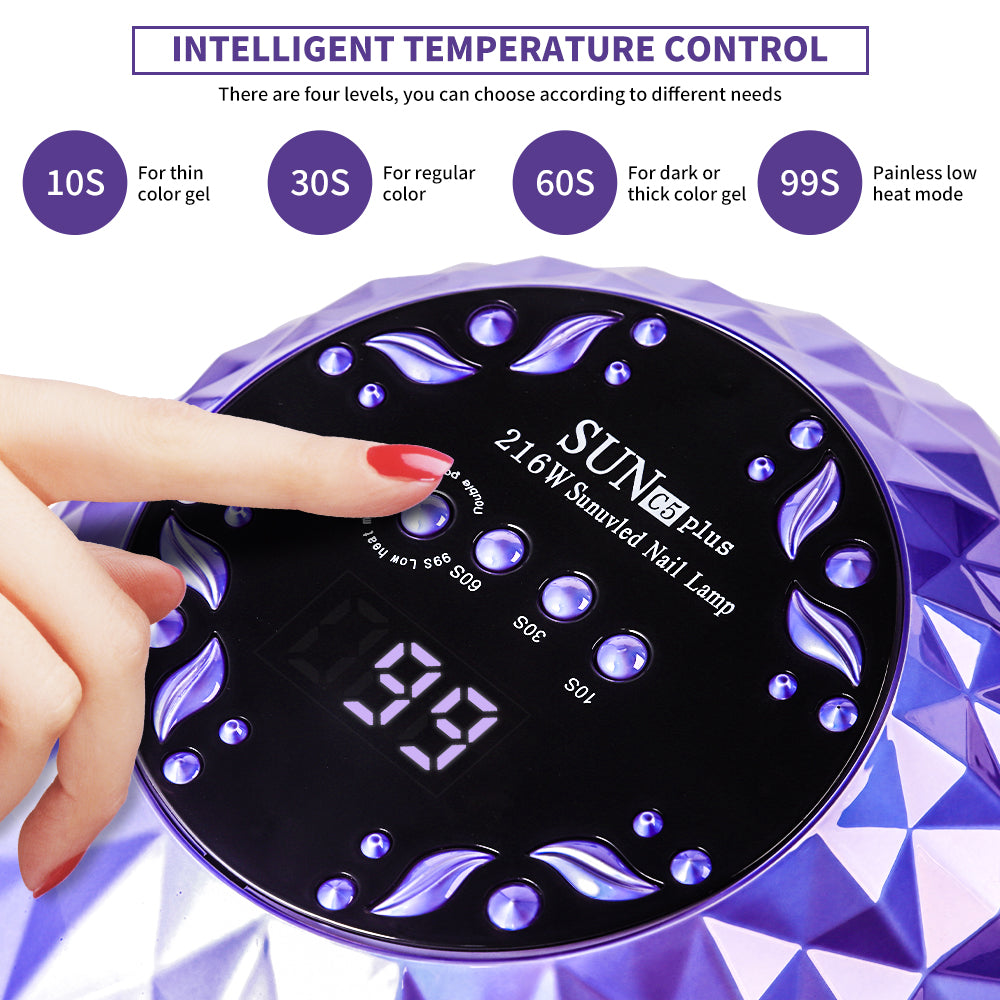 Nail Lamp, Nail Lamp Nail Dryer For All Gel Polish Fast Curing With 4 Timers Removable Base Large Space Automatic Nails Equipment