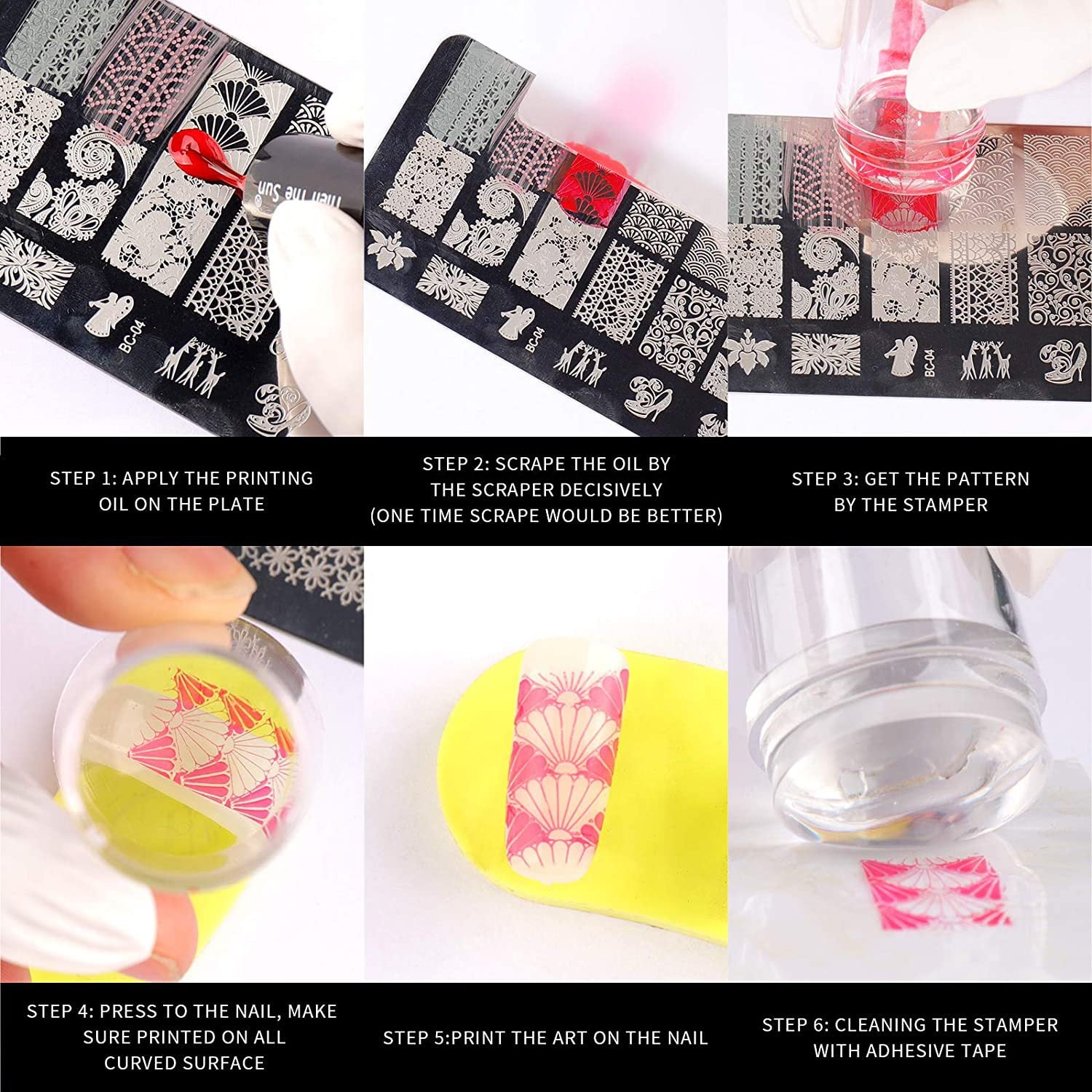 Manicure Silicone Seal Free Scraper Printing Silicone Soft Head Steel Sheet Strip Cover