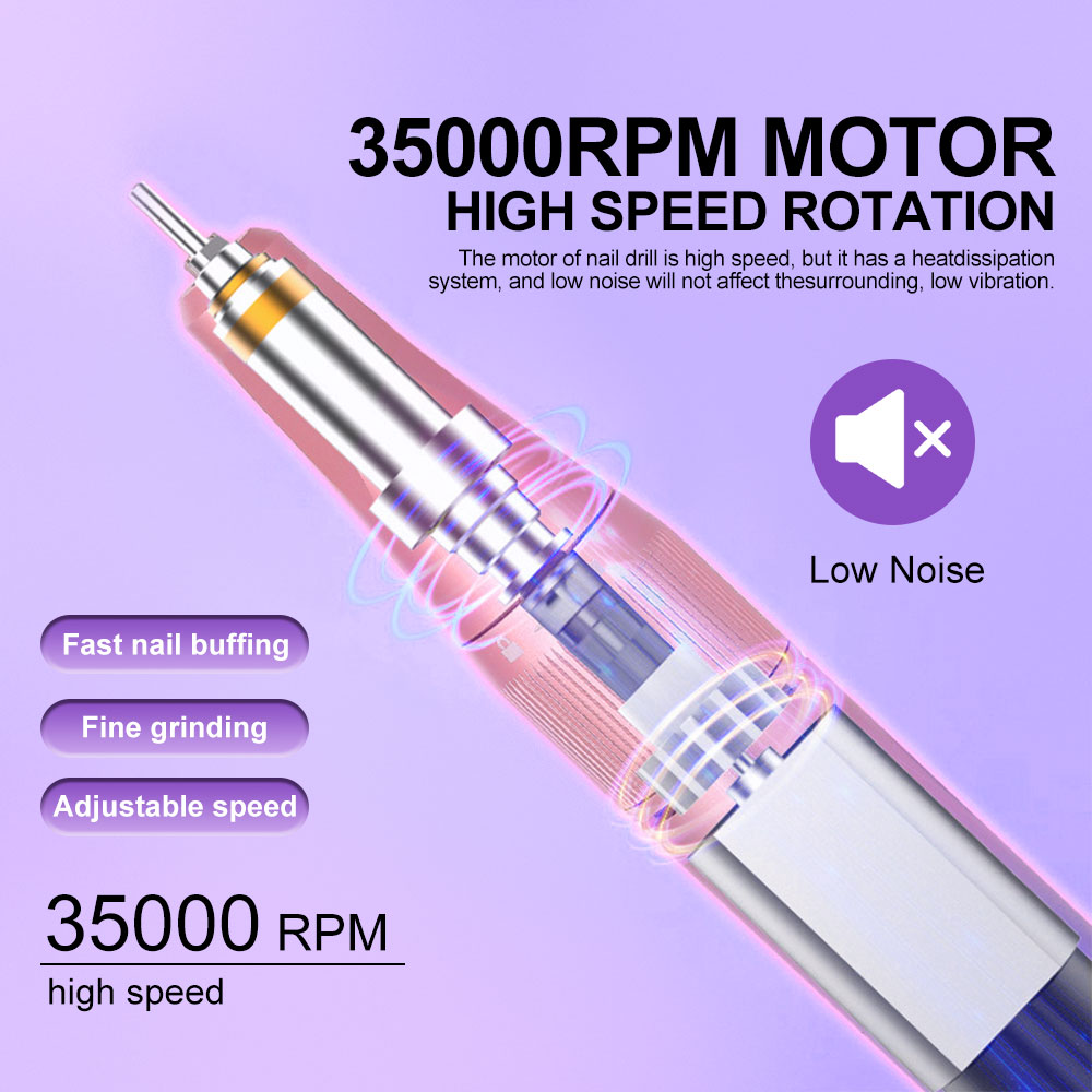 Portable Electric Nail Drill Cordless,35000 RPM Electric Nail File With Holder,Rechargeable Nail Drill E Filer For Nails,Electric Nail Buffer Nail Filer Electric Tool For Women