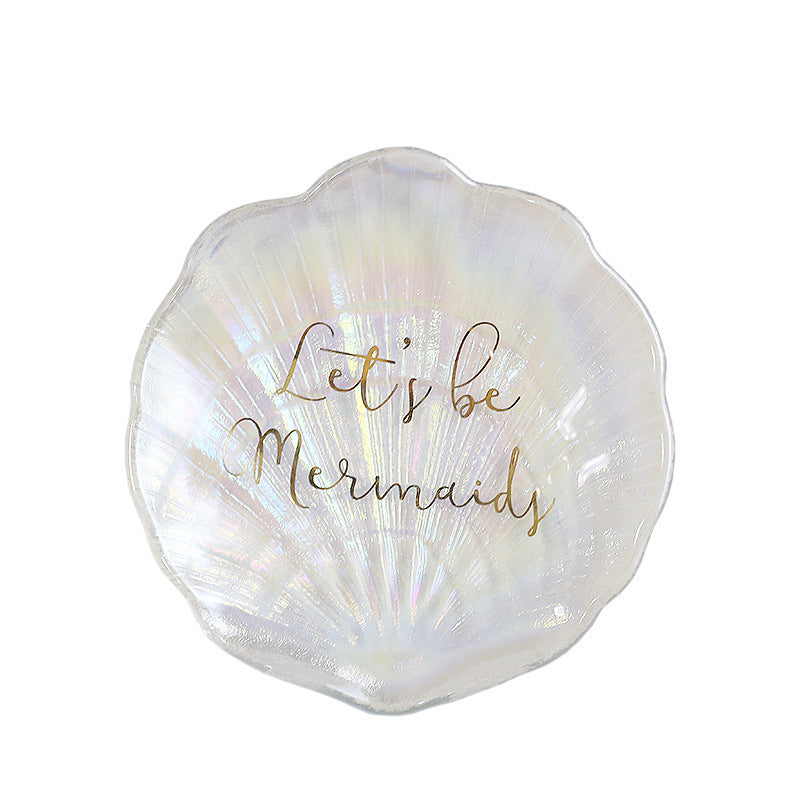 Manicure Plate With Gold Letters And Shell Plate Decoration Dessert