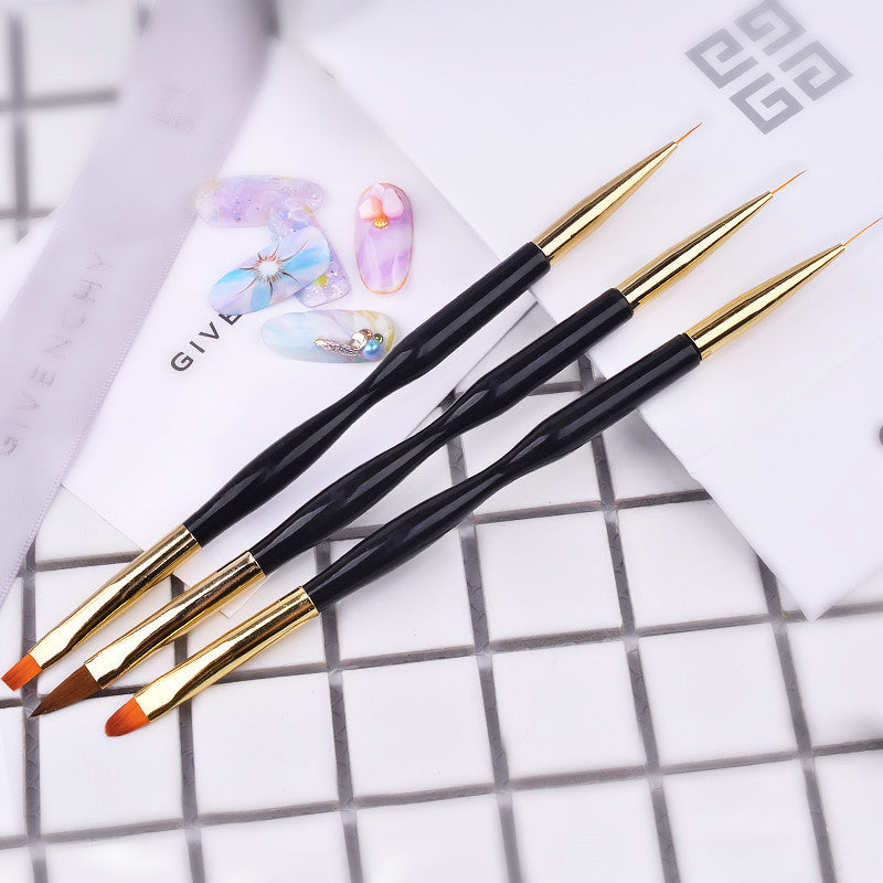 Factory Direct Sale Nail Pen Dual-Use Drawing Pen Manicure Tool Makeup Brush Drawing Flower Pen Drawing Pen Nail Color Drawing Pen