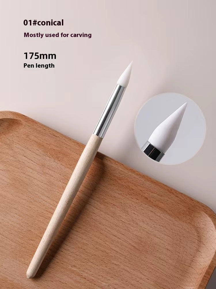 Manicure Implement Wooden Pole 5 PCS Japanese Multi-functional Silicone Pen