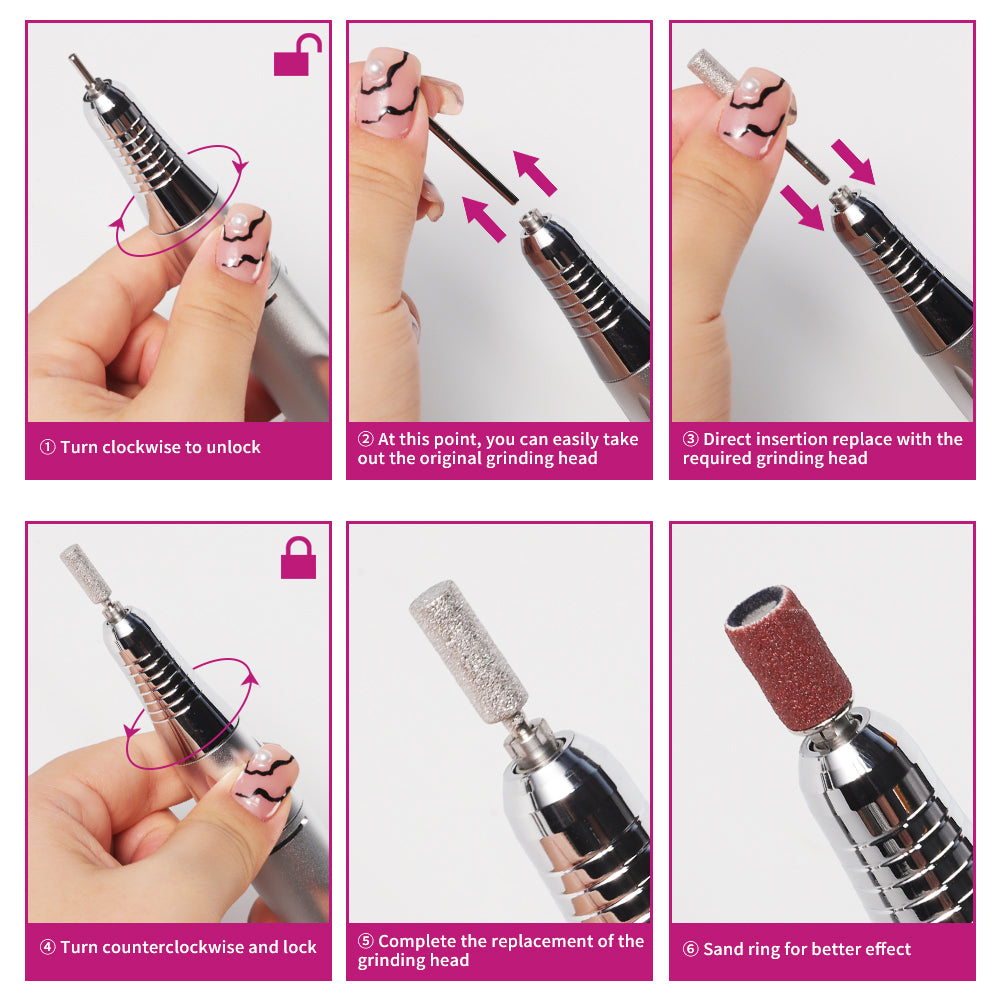 45000RPM Professional Nail Drills Kit With 6 Drill Bits, Portable Electric Nail Drill For Acrylic Nails Gel Polishing Removing, Rechargeable Nail File Machine For Manicure Pedicure Salon Home