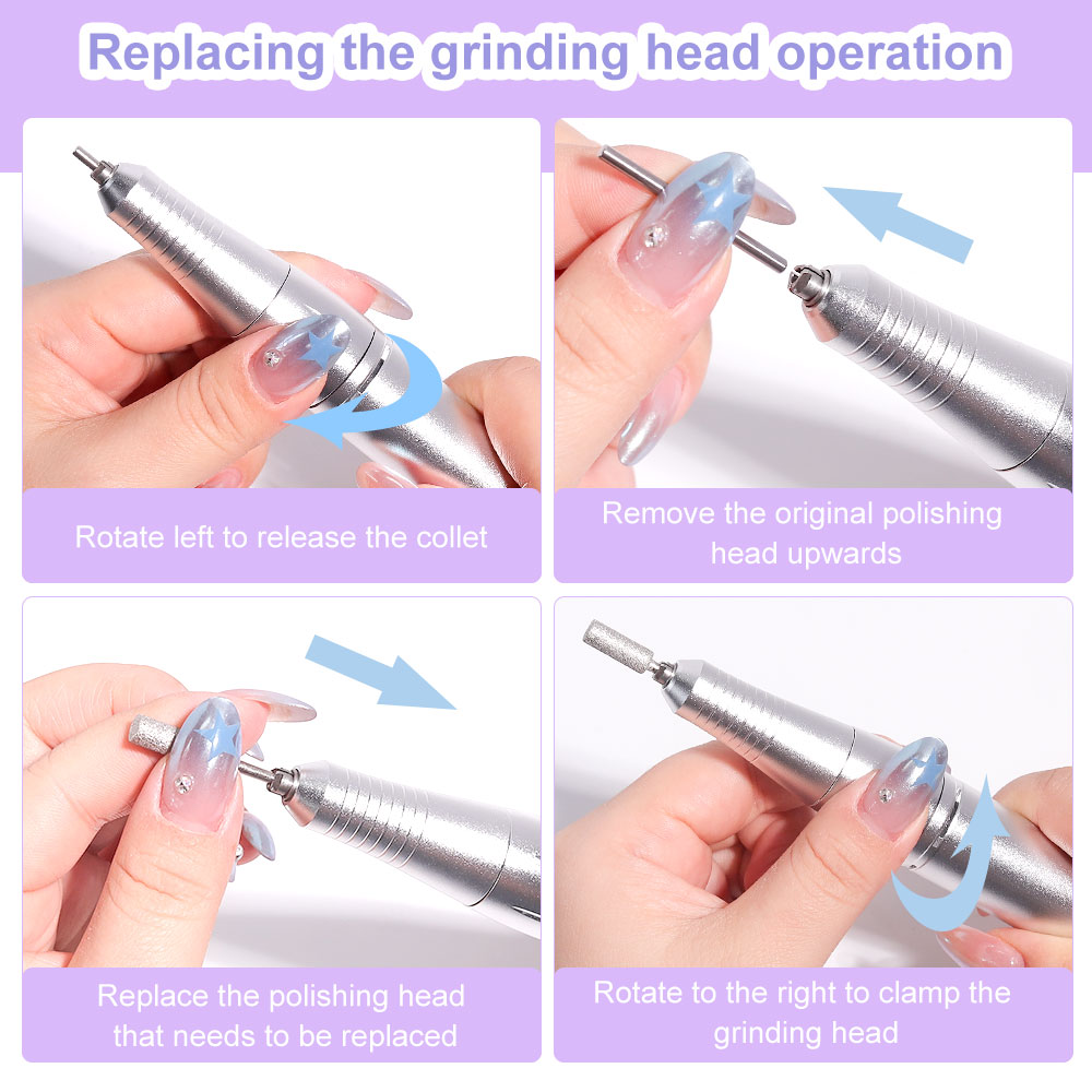 Electric Nail Drill Professional 45000RPM - Rechargeable Nail Drill Kit Portable Electric Nail File With Complete Bits For Acrylic Nails Gel Polishing Removing