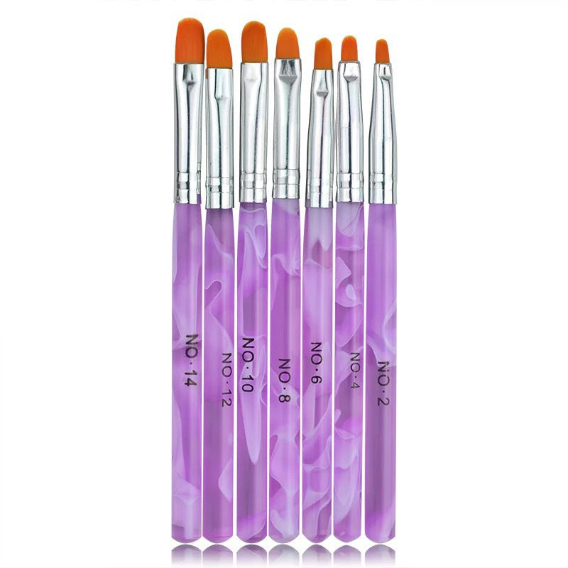 Artificial Nails Broad Brush Comprising A Row Of Penshaped Brushes Phototherapy Nail Brush 7 Pack