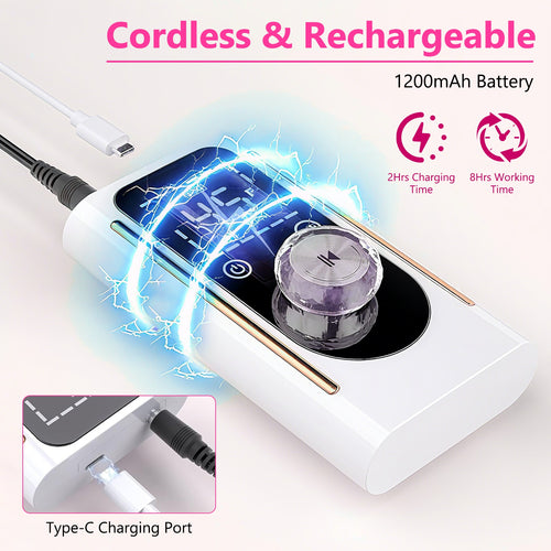 1 Set  Portable Electric Nail Drill Bit 45000 RPM With 11 Bits Base Waist Clip Cordless Rechargeable Nail File Machine For Professional Salon Home Acrylic Nails Remove Nail Gel Polish Manicure