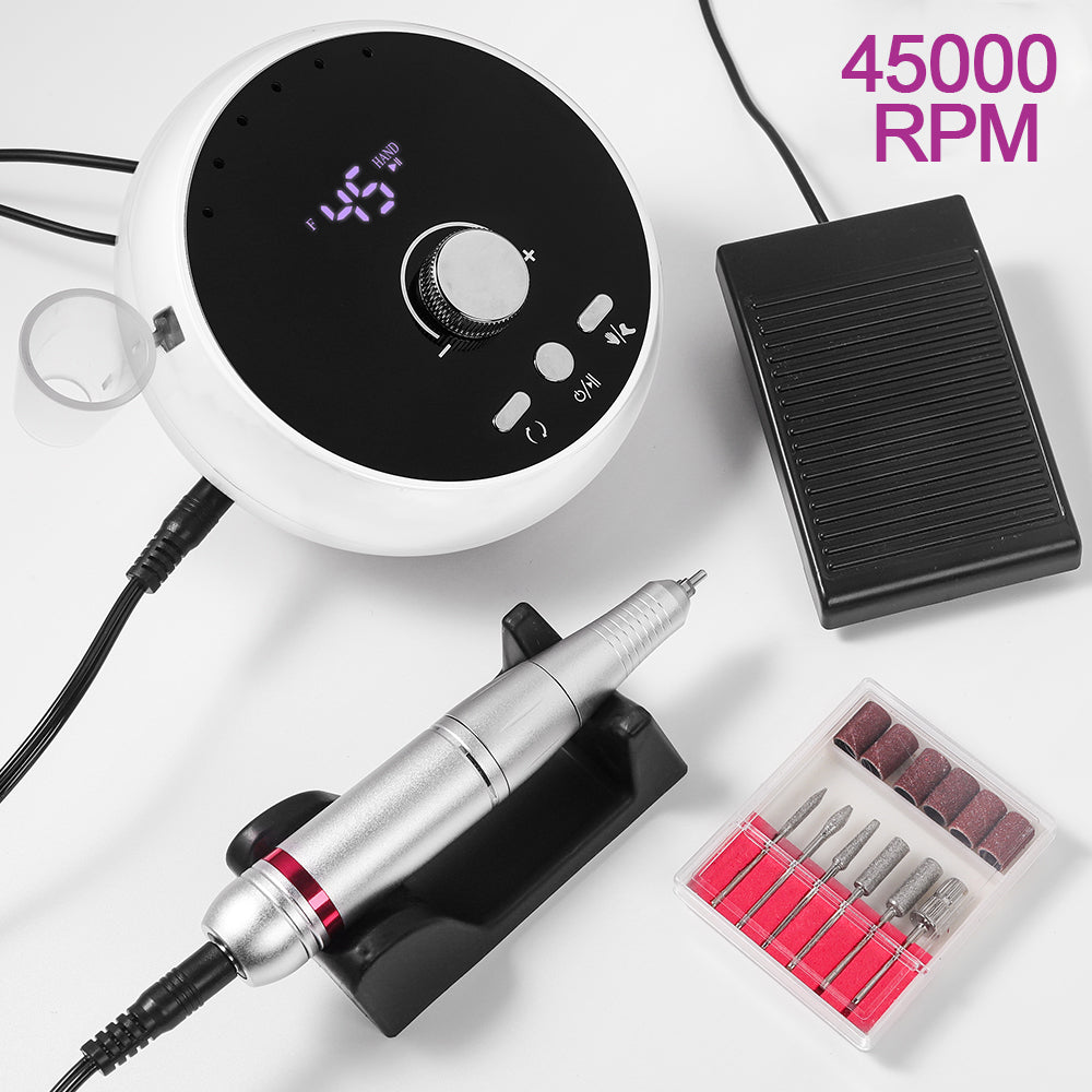 45000RPM Professional Electric Nail Drill Manicure Machine Low Noise Nails Sander Set Portable Nail Drill Tools, Used For Sanding And Polishing, Suitable For Use In Both Home And Salon Settings.