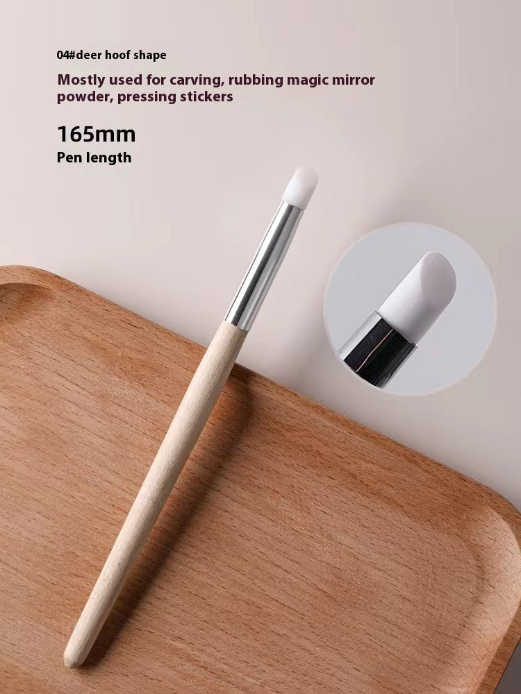 Manicure Implement Wooden Pole 5 PCS Japanese Multi-functional Silicone Pen