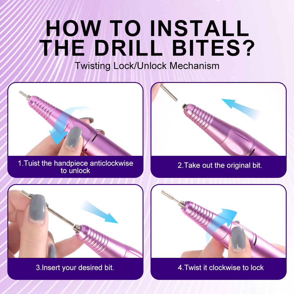 Portable Electric Nail Drill Cordless,35000 RPM Electric Nail File With Holder,Rechargeable Nail Drill E Filer For Nails,Electric Nail Buffer Nail Filer Electric Tool For Women