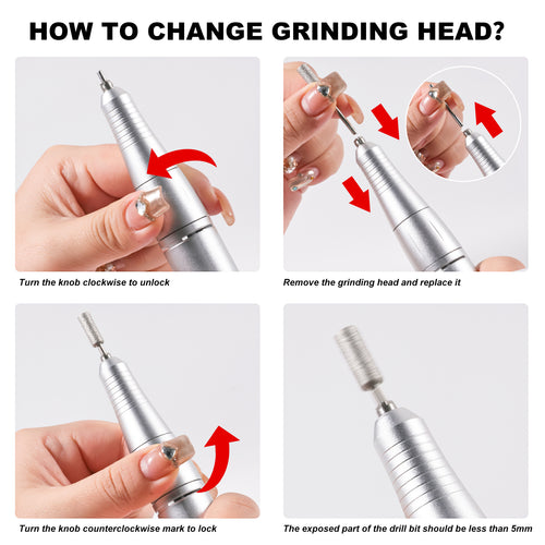 Nail Drill Machine - 4500RPM Nail Drills For Acrylic Nails Professional With 6 Drill Bits For Electric Nail File Manicure Pedicure Home Use