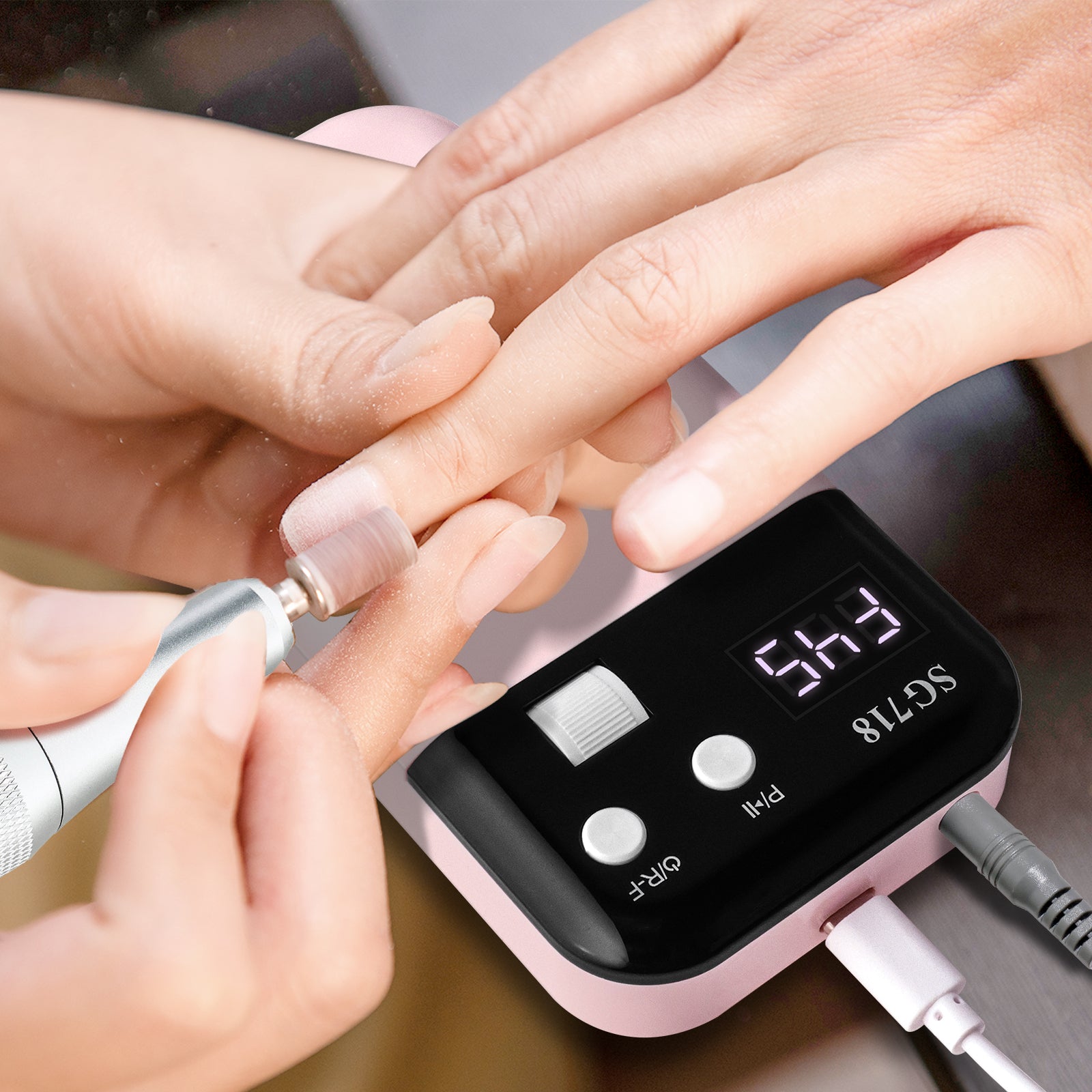 Rechargeable Nail Drill 45000 RPM - Electric Nail File For Shaping, Removing & Polishing Gel Nails-Lightweight & Easy To Use-Perfect For Home & Salon Manicure Pedicure