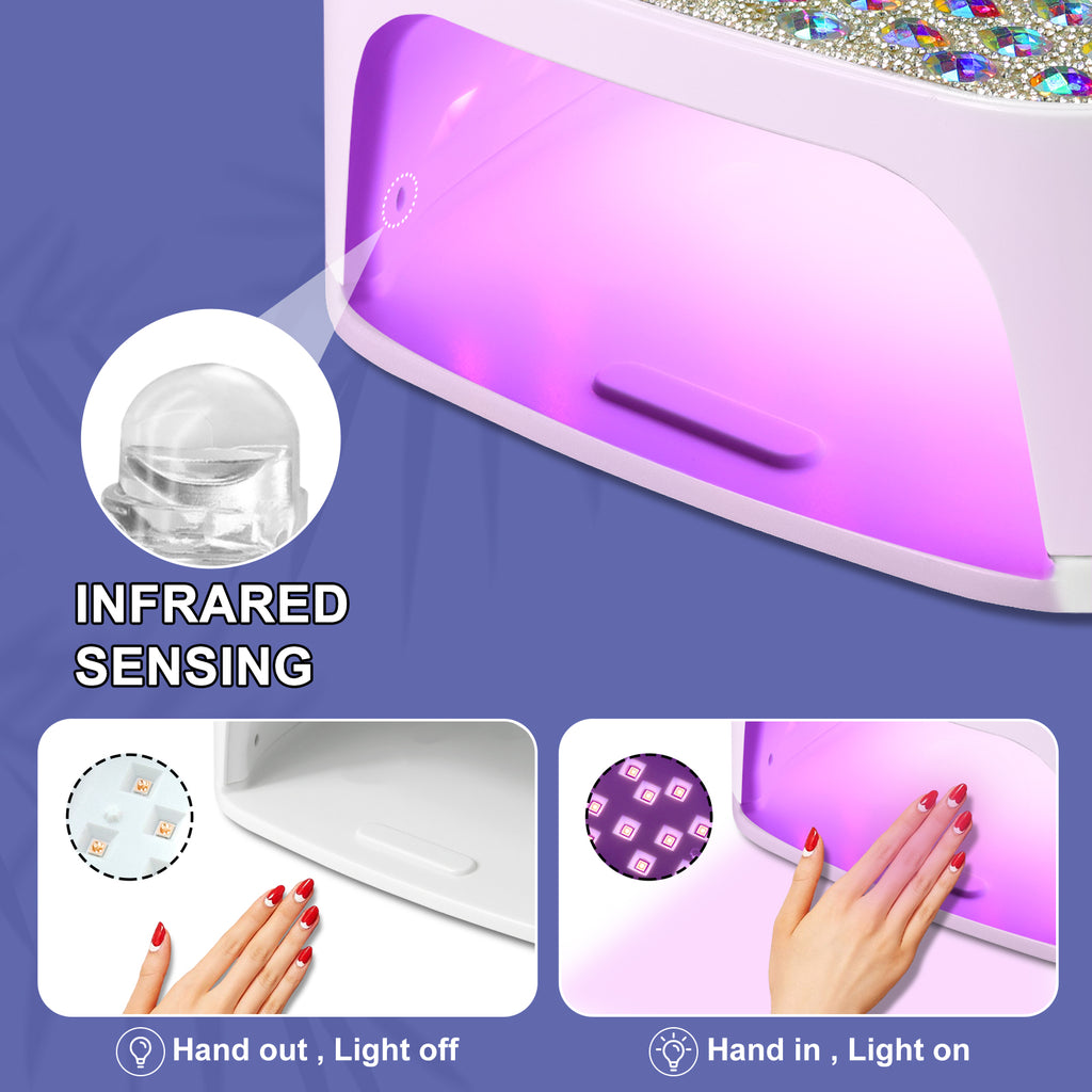 UVProfessional  LED Nail Lamp For Gel Nails, Cordless Nail Lamp Rechargeable Nail Dryer For Gel Polish, UV Curing Light With 4 Timer & Automatic Sensor, UV Light Lamp For Nail Art Salon At Home