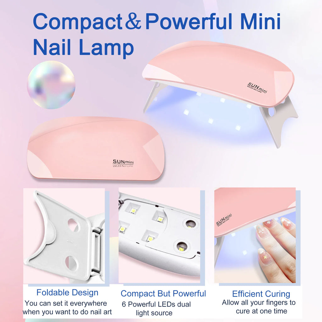 6 PCS Polygel Nail Kit With UV Nail Lamp, Slip Solution, Top Base Coat, Builder Nails Art Tools For Beginners