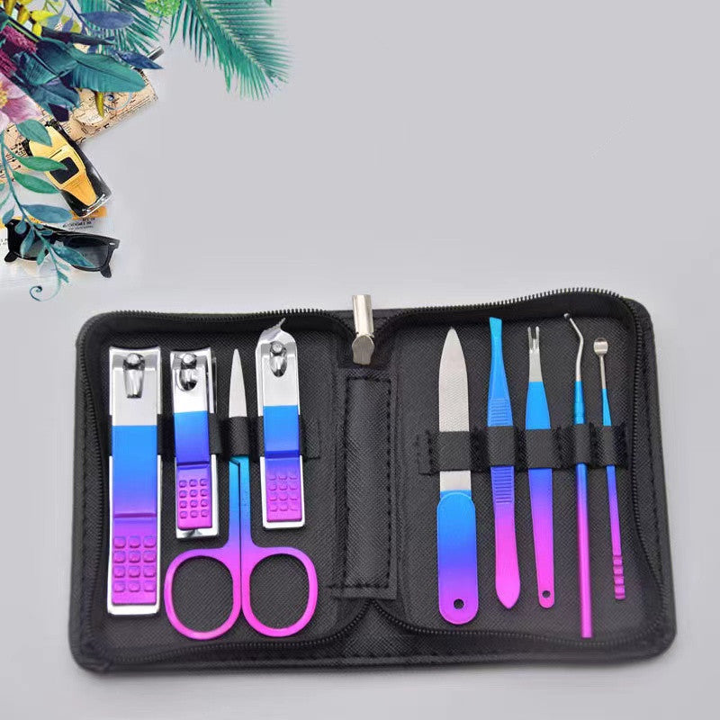 Stainless Steel Manicure Set Tools US Zipper Bag 18-piece Set