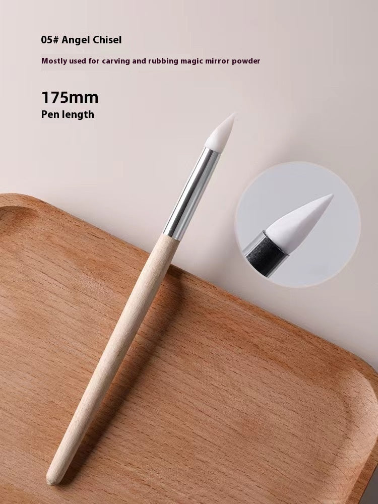 Manicure Implement Wooden Pole 5 PCS Japanese Multi-functional Silicone Pen