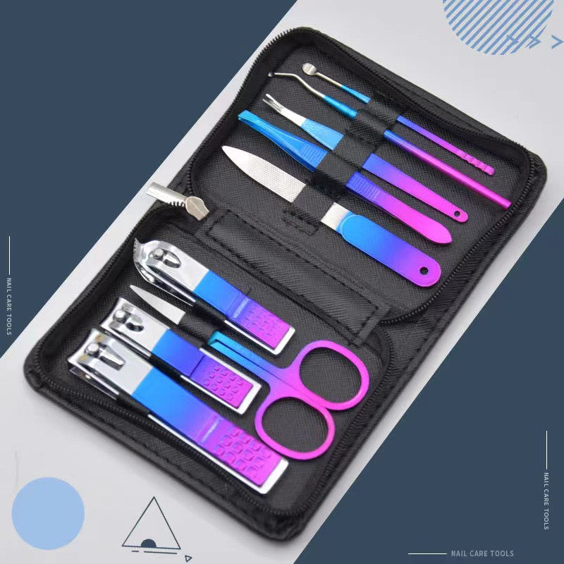 Stainless Steel Manicure Set Tools US Zipper Bag 18-piece Set