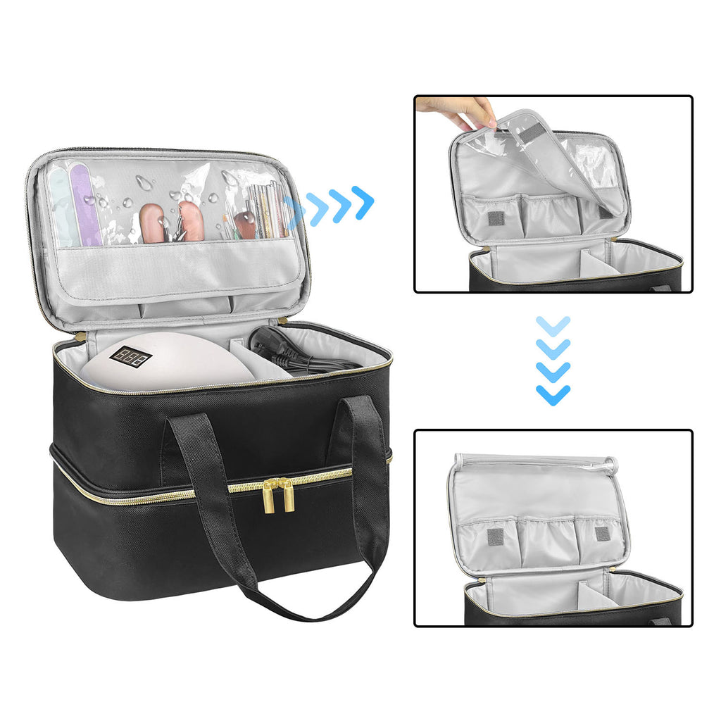 Handheld Double Deck Manicure Implement Storage Bag