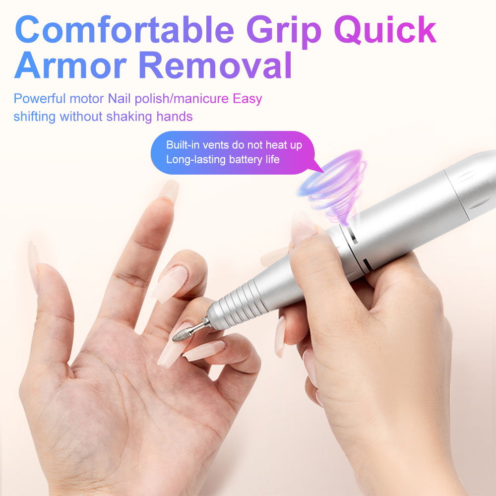 Professional Electric Nail Drill, 45000 RPM Cordless Rechargeable E-File Machine, With 12 Bits, Sanding Bands, LCD Display For Acrylic Gel Nails