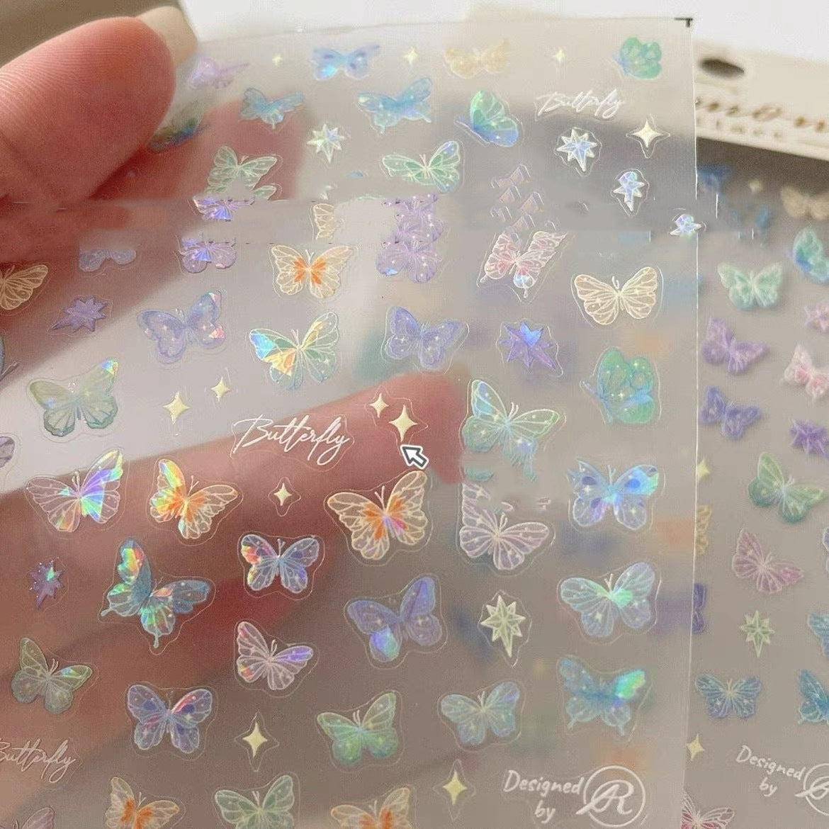 Butterfly Wing Streamer Laser Sticker Advanced Relief Manicure