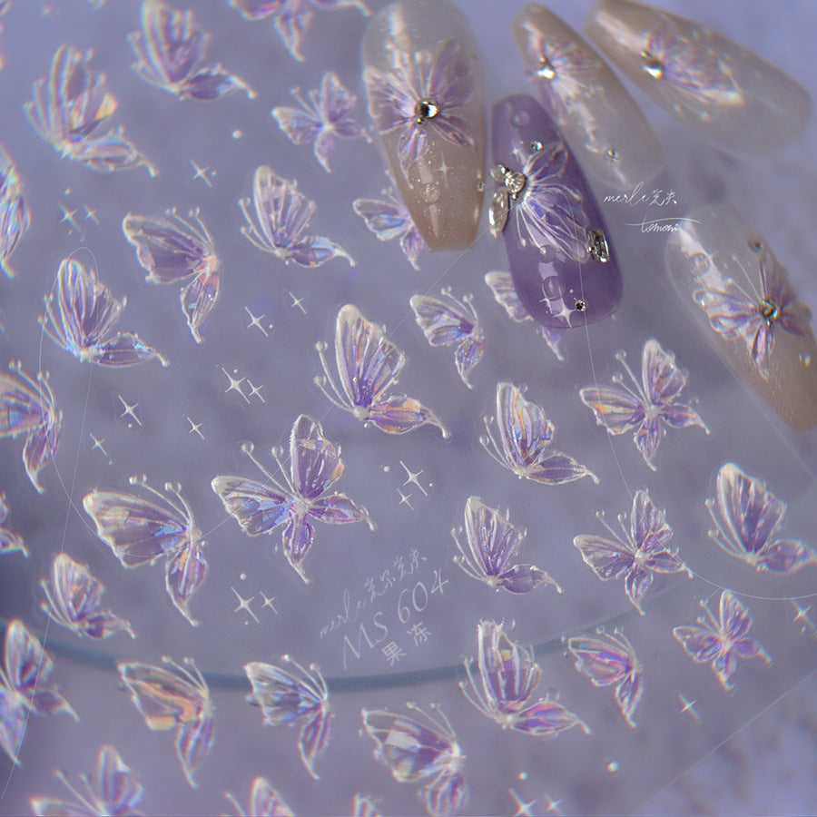 Jelly Manicure Streamer Rose Butterfly Decorative Sticker