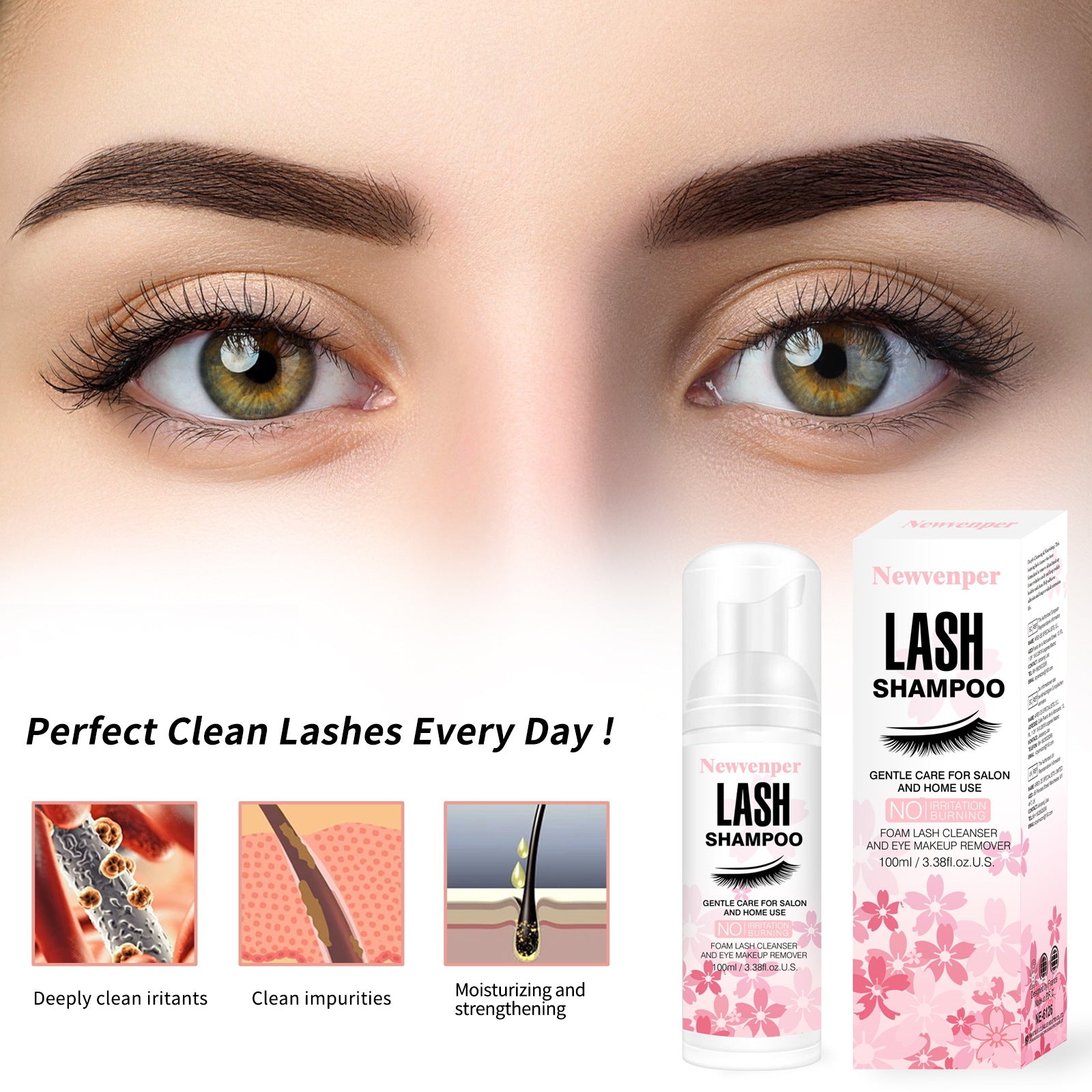 Deep-Cleaning Mousse For Grafted Lashes Oil-Removing Cleansing Mousse