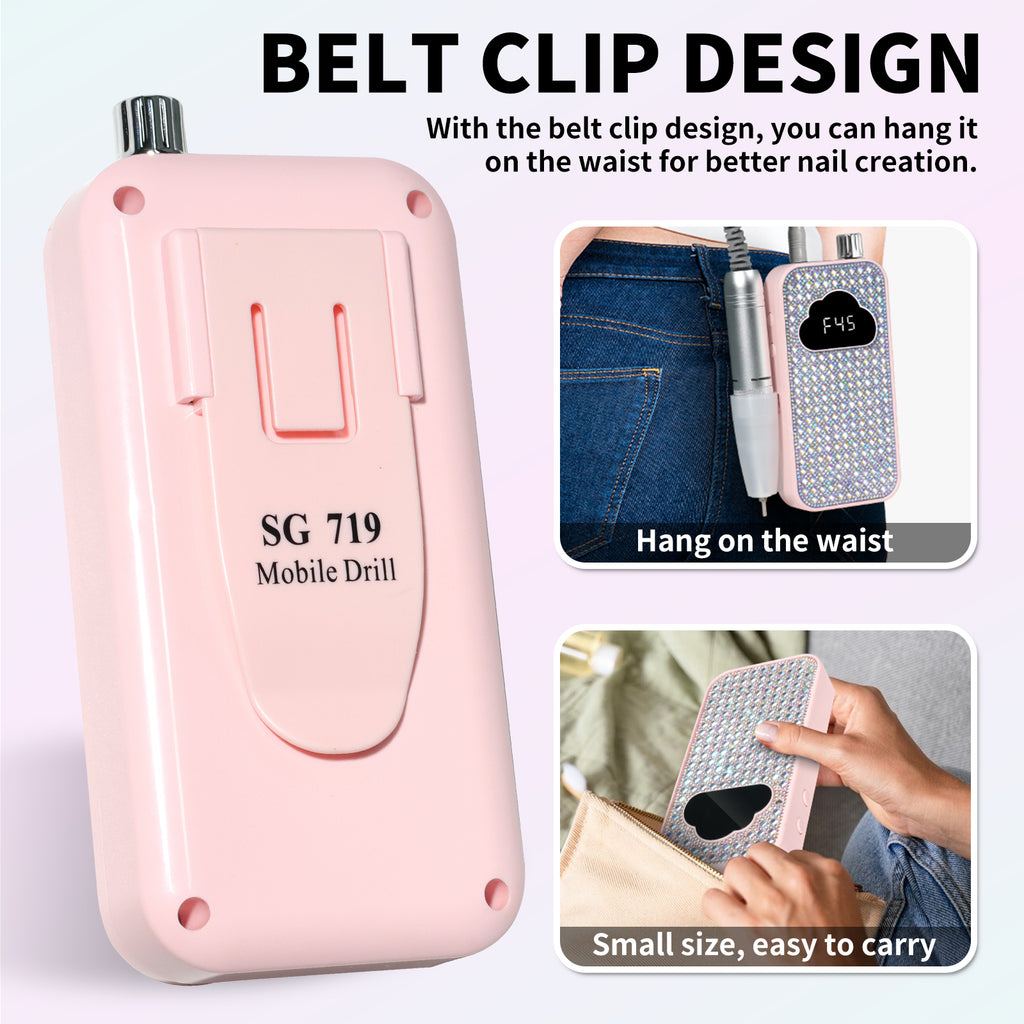 Professional Rechargeable Nail Drill Machine - 45000RPM Glitter Portable Cordless Nail Drill, Electric Nail File Kits With Bits & Base Easy Use E-File For Home & Salon Manicure Pedicure