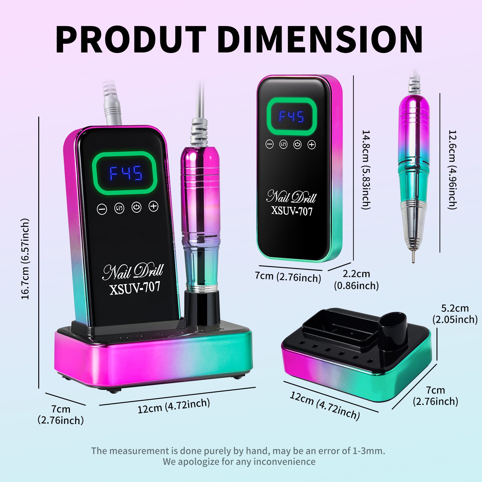 Cordless Nail Drill 45000 RPM, Rechargeable Electric Nail File Kit For Acrylic Gel Polishing Removing, Nail Drill Kit With Bits & Base, Portable Nail E-File Machine For Manicure Pedicure Salon