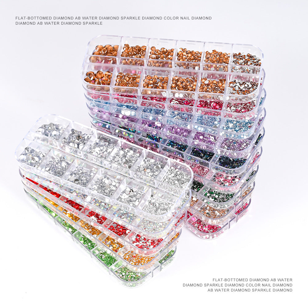 Plaid Nail Beauty Flat Bottom Rhinestone