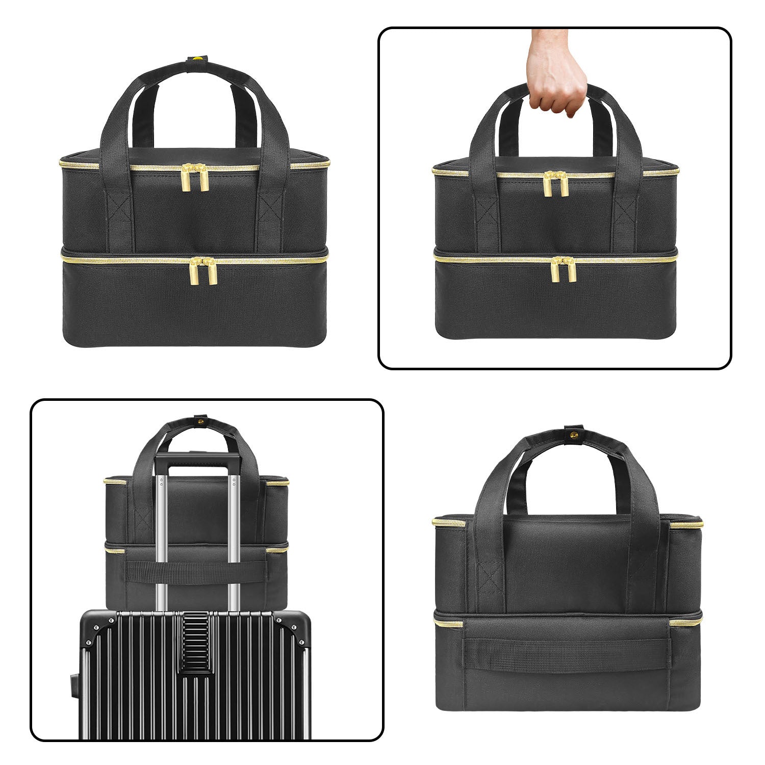 Handheld Double Deck Manicure Implement Storage Bag