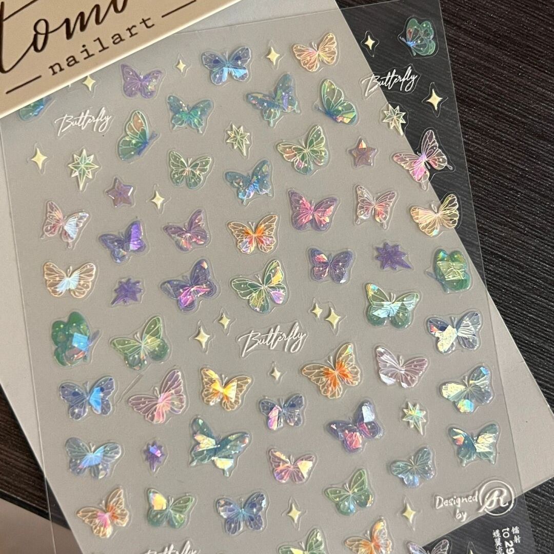 Butterfly Wing Streamer Laser Sticker Advanced Relief Manicure