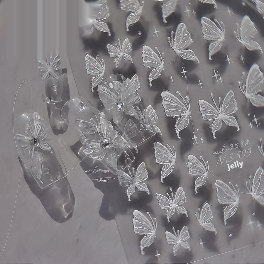 Jelly Manicure Streamer Rose Butterfly Decorative Sticker