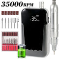Professional Electric Nail Drill, 45000 RPM Cordless Rechargeable E-File Machine, With 12 Bits, Sanding Bands, LCD Display For Acrylic Gel Nails