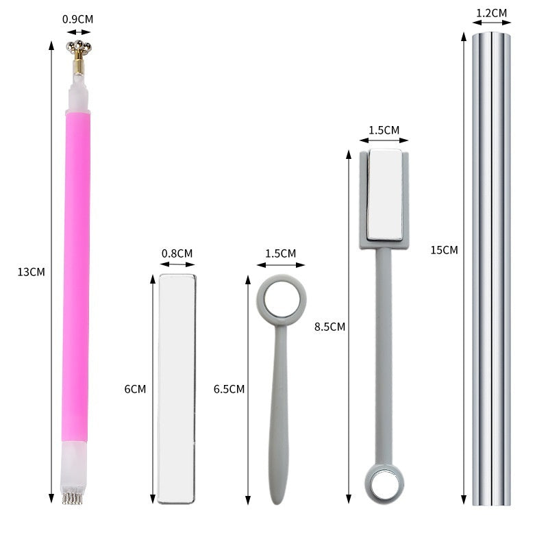 Manicure Crystal Cat Eye Thickened Cylindrical Magnet Pen