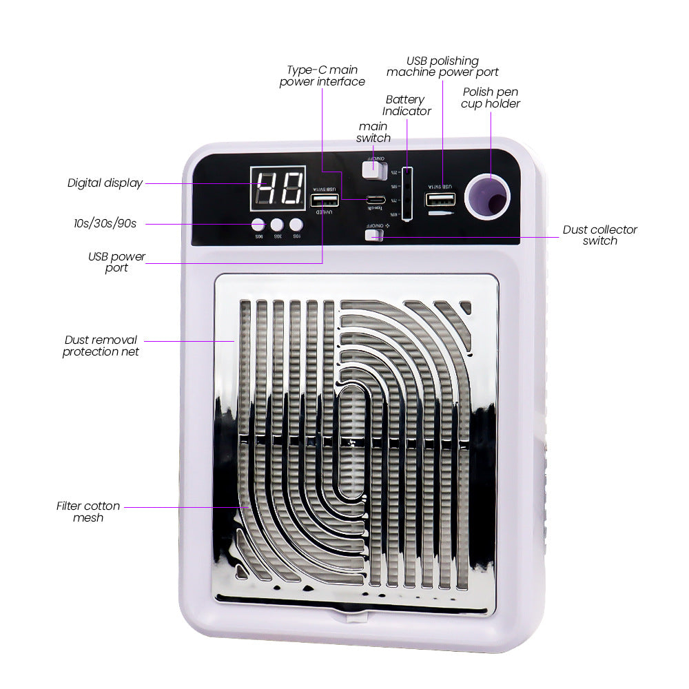 Multifunctional Nail Dust Collector For Desktop