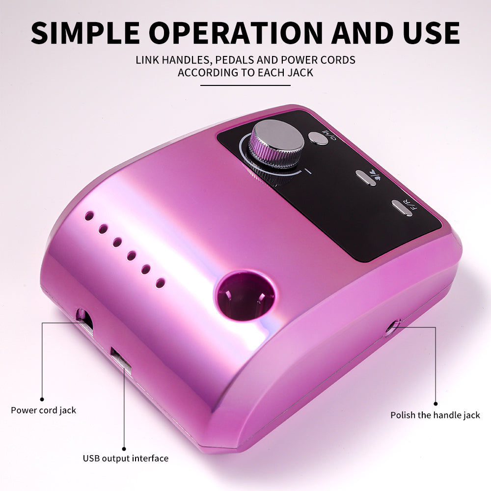 Electric Nail Drill Professional - 45000 RPM Nail File Kit Machine With LCD Display, Hand & Foot Control Low Noise For Acrylic, Gel Nails, Manicure & Pedicure - Salon & Home Use