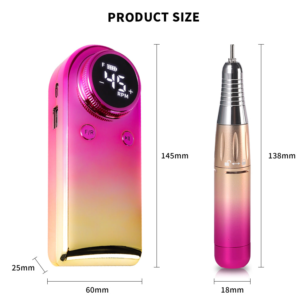 45000RPM Professional Nail Drills Kit With 6 Drill Bits, Portable Electric Nail Drill For Acrylic Nails Gel Polishing Removing, Rechargeable Nail File Machine For Manicure Pedicure Salon Home