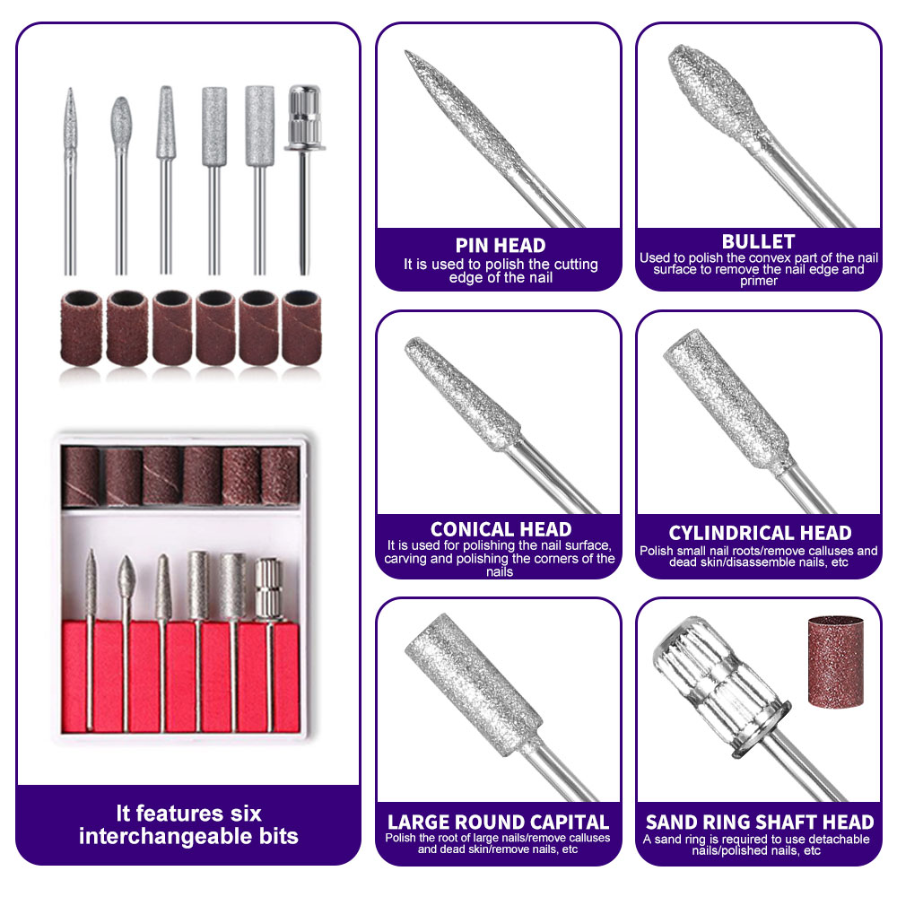 Portable Electric Nail Drill Cordless,35000 RPM Electric Nail File With Holder,Rechargeable Nail Drill E Filer For Nails,Electric Nail Buffer Nail Filer Electric Tool For Women