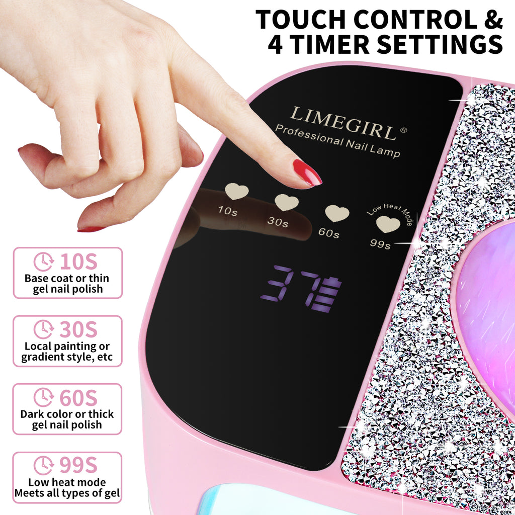 UV LED Nail Lamp Kit For Gel Polish Professional Fast Curing Dryer Light Set With 4 Timer Settings Cordless Rechargeable Nail Art Cure Machine For Manicure Pedicure At Home And Salon