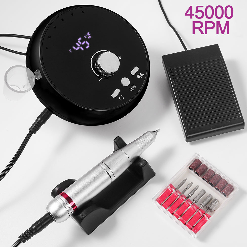 45000RPM Professional Electric Nail Drill Manicure Machine Low Noise Nails Sander Set Portable Nail Drill Tools, Used For Sanding And Polishing, Suitable For Use In Both Home And Salon Settings.