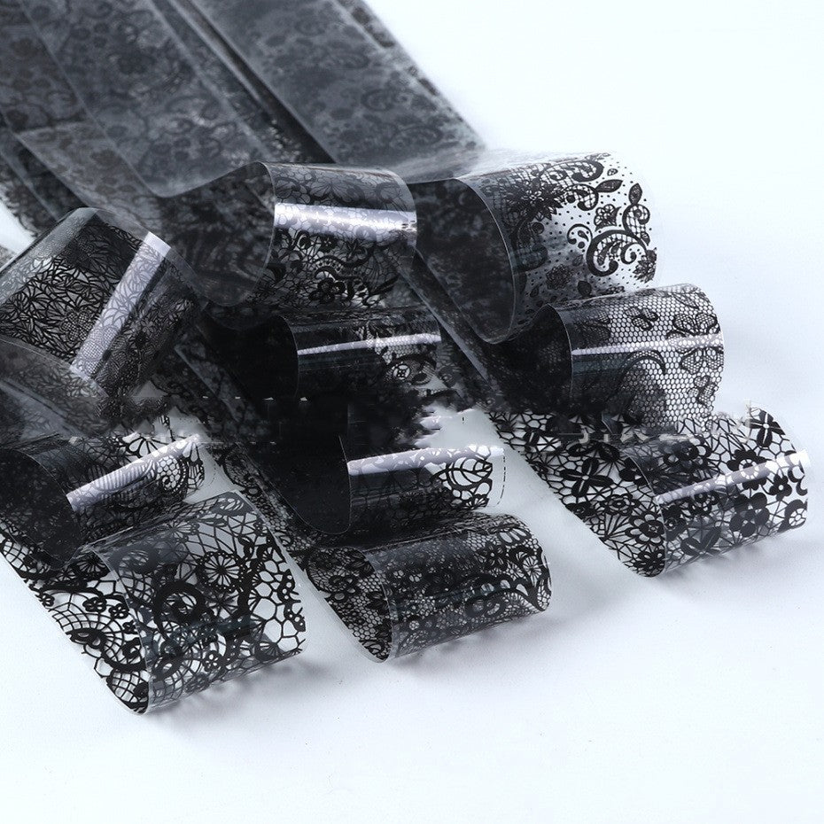 Manicure Beautiful Simple Black And White Lace