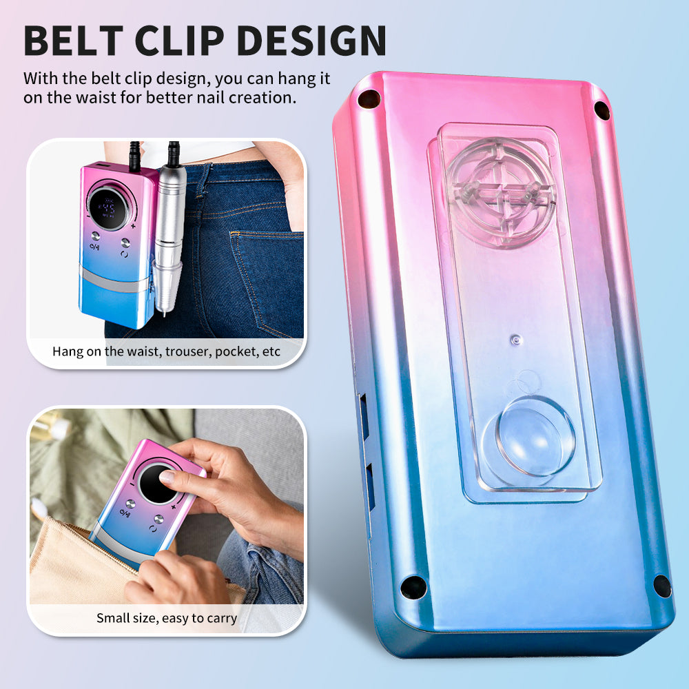 Electric Nail Drill Professional - 45000RPM Rechargeable Nail File With Bits & Base For Acrylic Gel Nails, Professional Nail Drill Manicure Pedicure Polishing Shape Tools For Home Salon