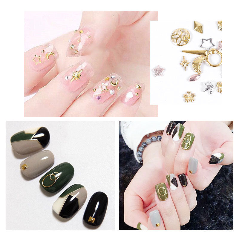 Nail Ornament Star Moon Rivet Hollow-out Alloy Nails Decoration