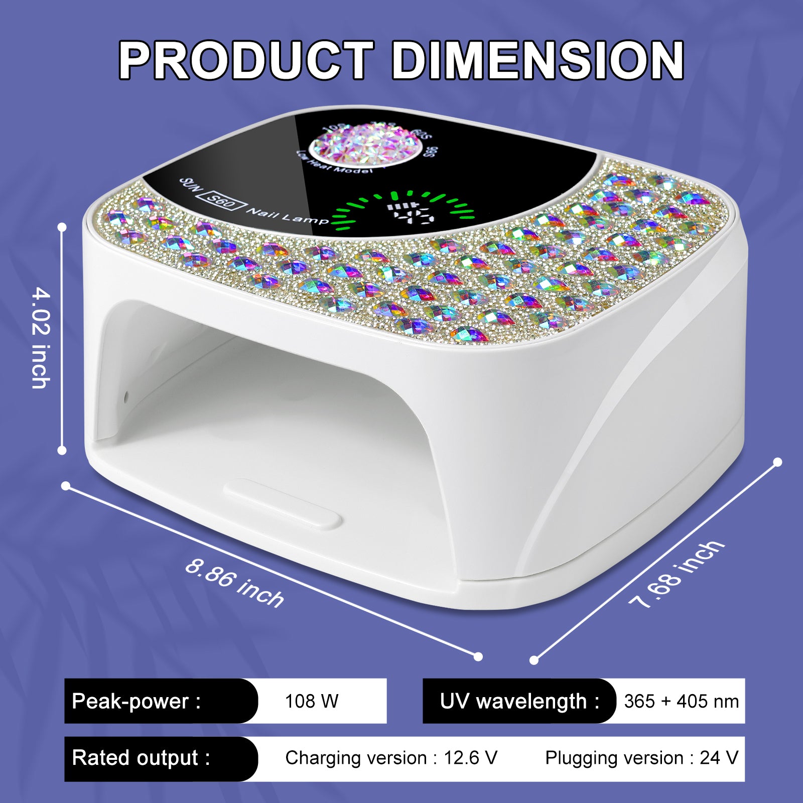 UVProfessional  LED Nail Lamp For Gel Nails, Cordless Nail Lamp Rechargeable Nail Dryer For Gel Polish, UV Curing Light With 4 Timer & Automatic Sensor, UV Light Lamp For Nail Art Salon At Home