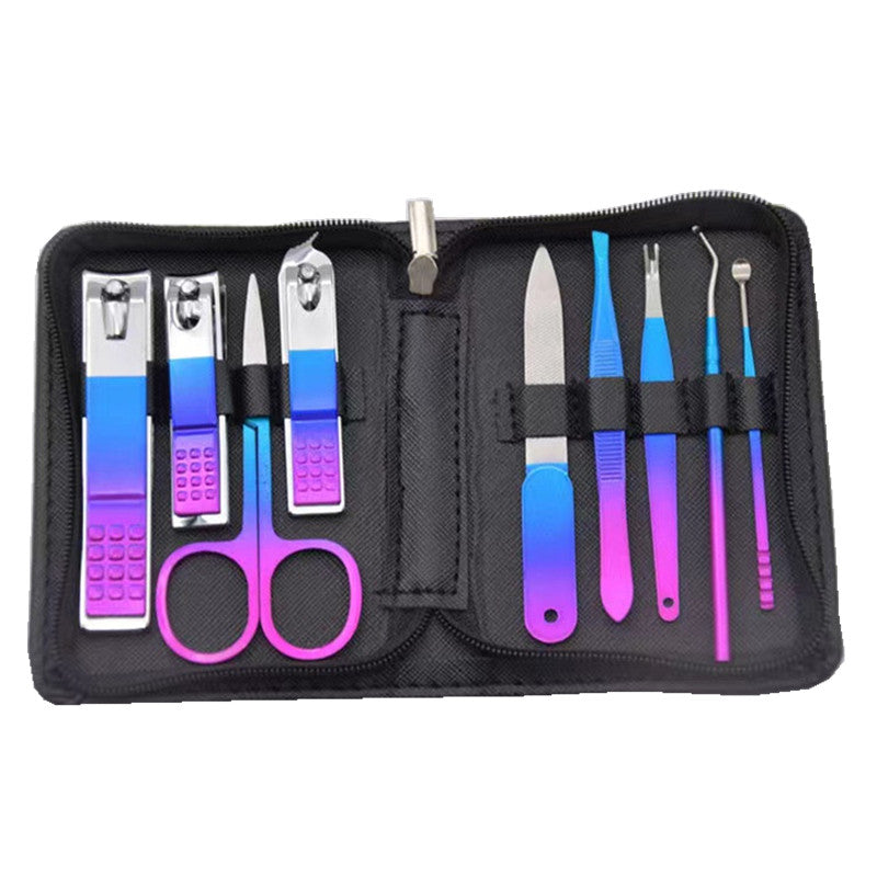 Stainless Steel Manicure Set Tools US Zipper Bag 18-piece Set