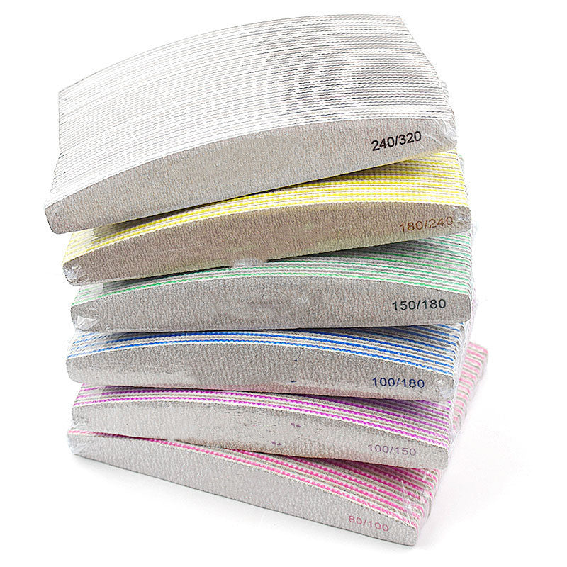 Double-sided Half-moon Shaped Gray And White File Strip Double-sided Manicure