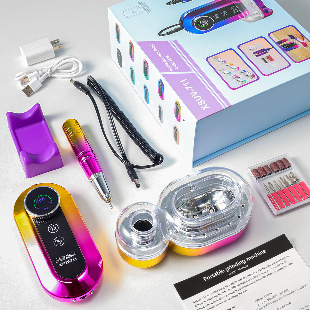 45000RPM Professional Nail Drill Kit, Nail Polishing Machine Includes Polishing Head And Drill Head, Basic Nail Tool Kit. Nail File Machine Kit Used For Removing Acrylic Gel Nails During Polishing, Be