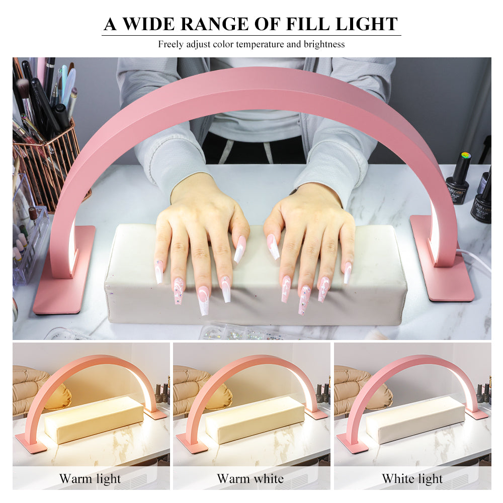 Half Moon Light For Nail Desk, 17inch Professional LED Light With 3 Color Temperatures & Dimmer, Multi-Purpose Lighting For Eyelash Extensions, Nail Art, Tattoos, Reading