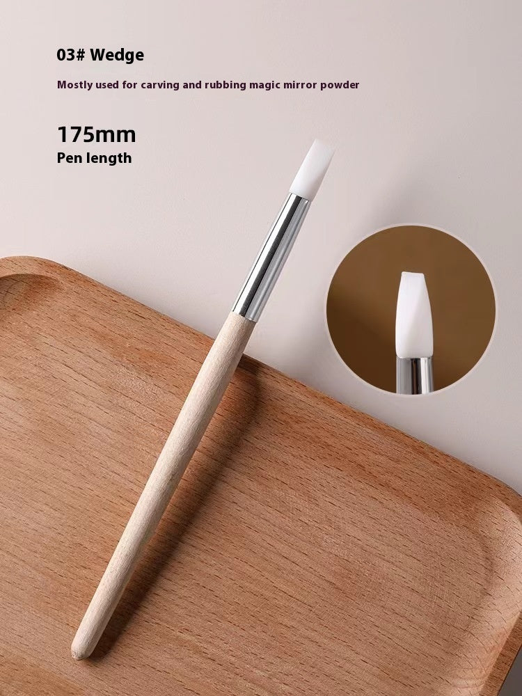 Manicure Implement Wooden Pole 5 PCS Japanese Multi-functional Silicone Pen