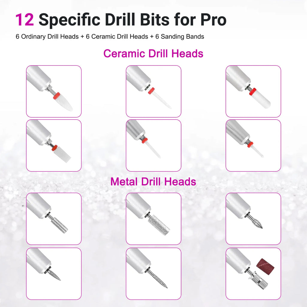Portable Electric Nail Drill 35000RPM Nails Milling Cutter Wireless Pedicure Grinder Rechargeable Nail Drilling Machine Silver