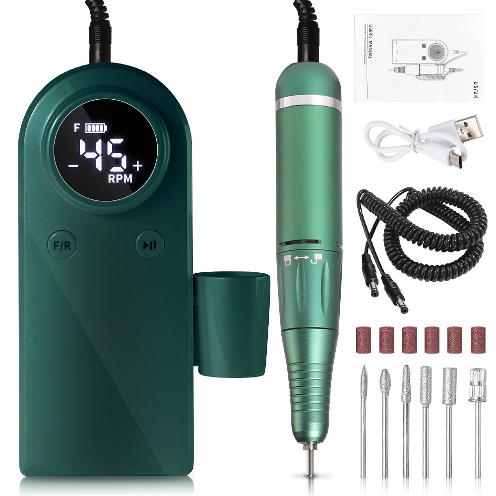 45000RPM Professional Nail Drills Kit With 6 Drill Bits, Portable Electric Nail Drill For Acrylic Nails Gel Polishing Removing, Rechargeable Nail File Machine For Manicure Pedicure Salon Home